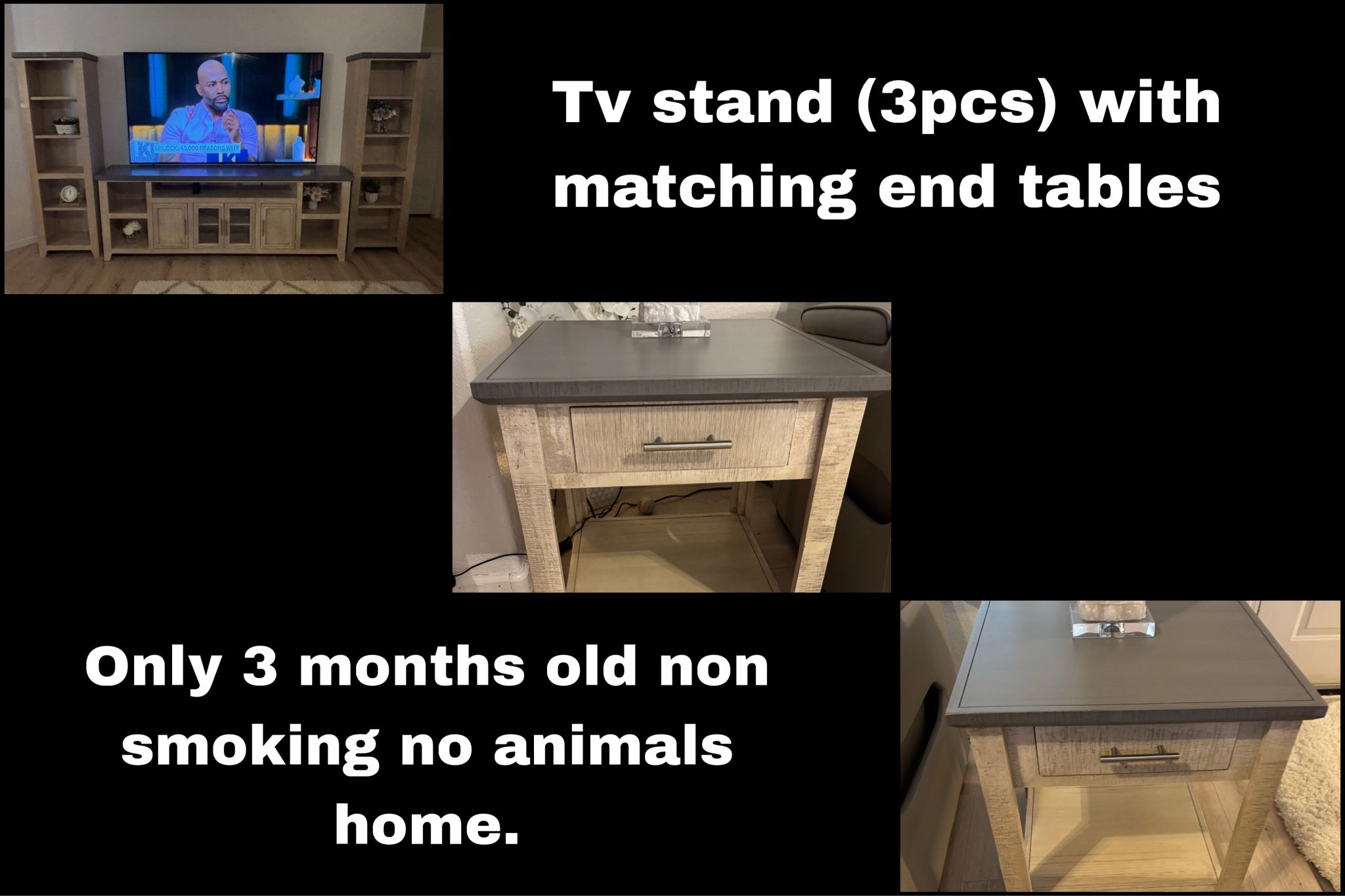 5 Pc Set Entertainment Center And End Tables