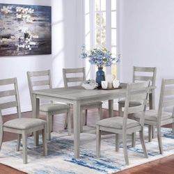 Brand New Light Grey 7pc Dining Table Set 