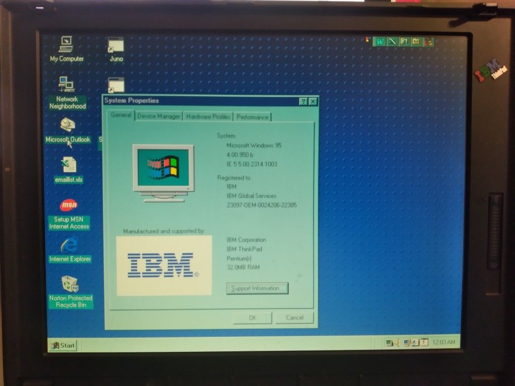 VINTAGE PENTIUM II 266MHZ IBM THINKPAD 380ED LAPTOP