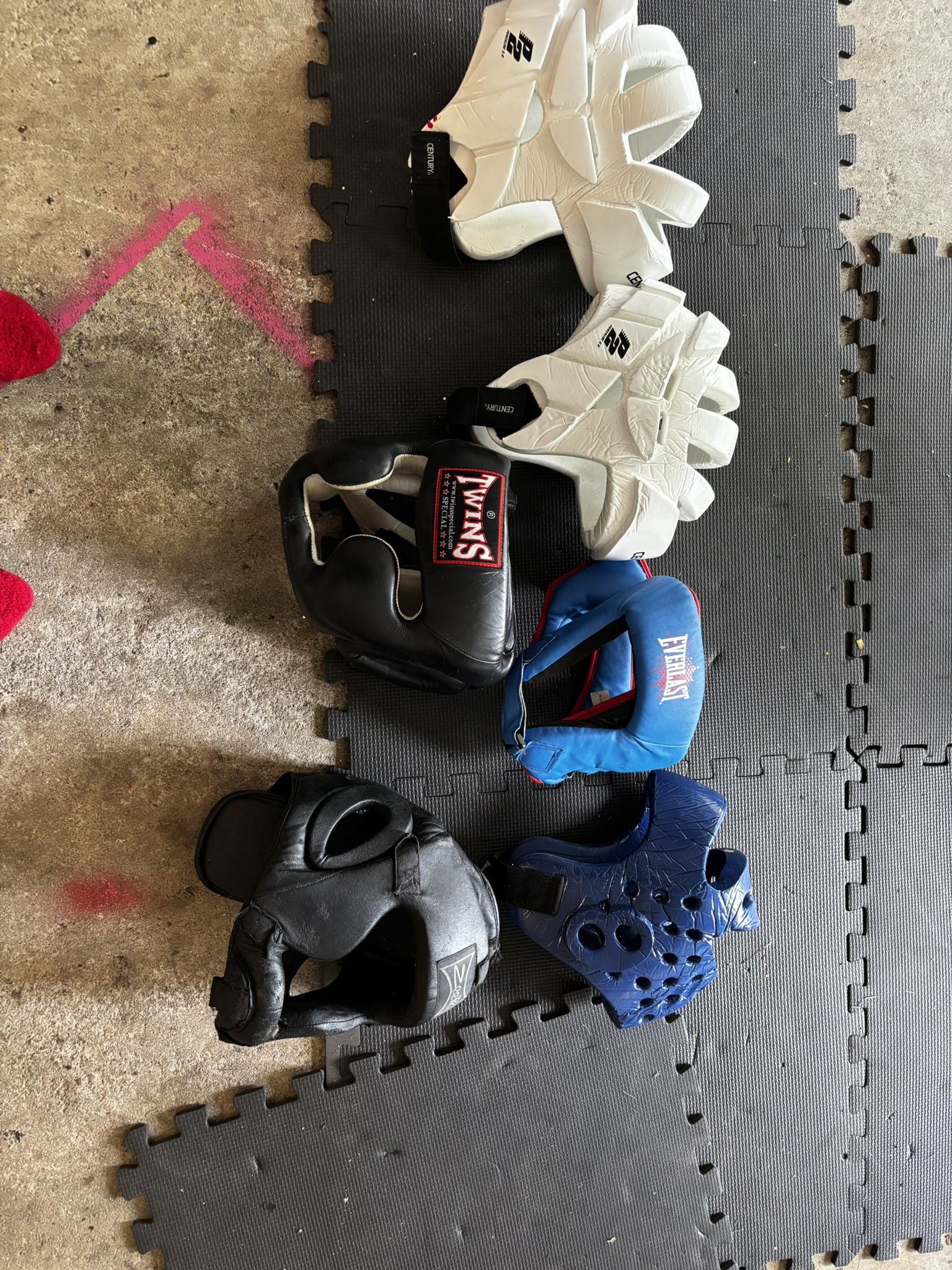 Head Gear And Boxing Gloves