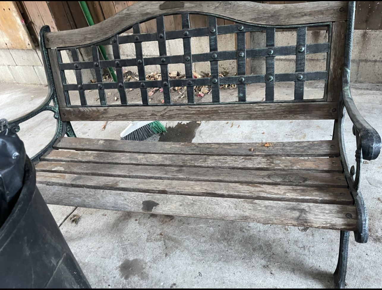 Vintage Berkeley Forge Cast Iron Wood Bench