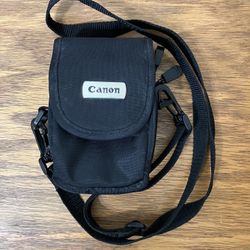Authentic Canon Small Black Compact Camera Carrying Bag Case Belt Loop + Shoulder Strap