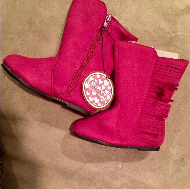 NWT Girl Size 5 - 6 Hot Pink Fringe Boots