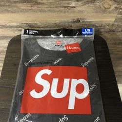 Supreme x Hanes Thermal Black L $65Firm