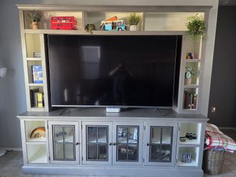 Large Wood Entertainment Center Fits 75" TV