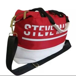 Steve Madden BGym Duffel Bag Red White Weekender Overnight Gym Bag