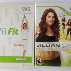 Wii Fit & Jillian Michael's Nintendo Video Game Lot Fitness Exercise Health 
