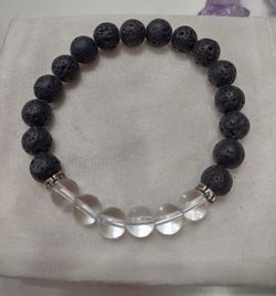 Lava Stone with Clear Quartz Bracelet