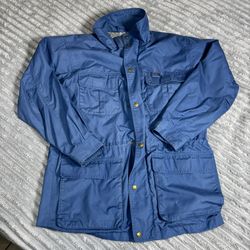 VTG Eddie Bauer Jacket Mens S/P Wool Lined Mountain Parka Sky Blue Chore Coat
