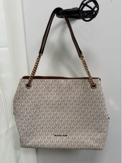 Michael Kors Cream Christina Medium Signature Logo Messenger Bag