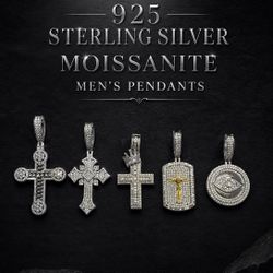 925 Sterling Silver MOISSANITE ICED-OUT Men’s Pendants