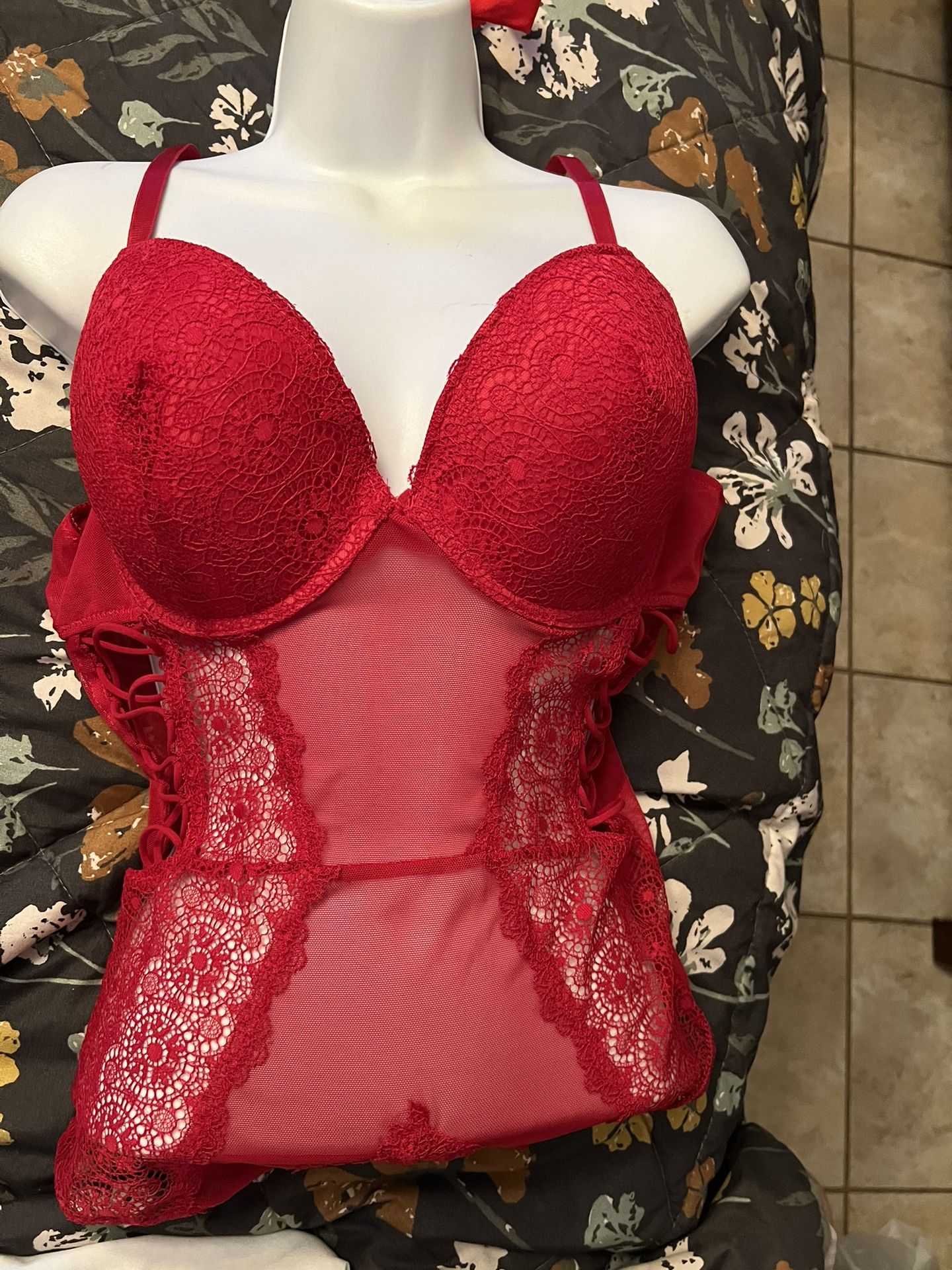 Red Lace Lingerie Bodysuit ♥️💋