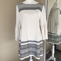 J. Jill Ivory Embroidered Bell Sleeve Tunic Top