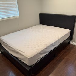 Leather Bed Frame & Mattress In Great Condition 