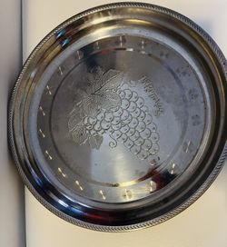 Vintage Carved Round Metal Serving Plate 12”