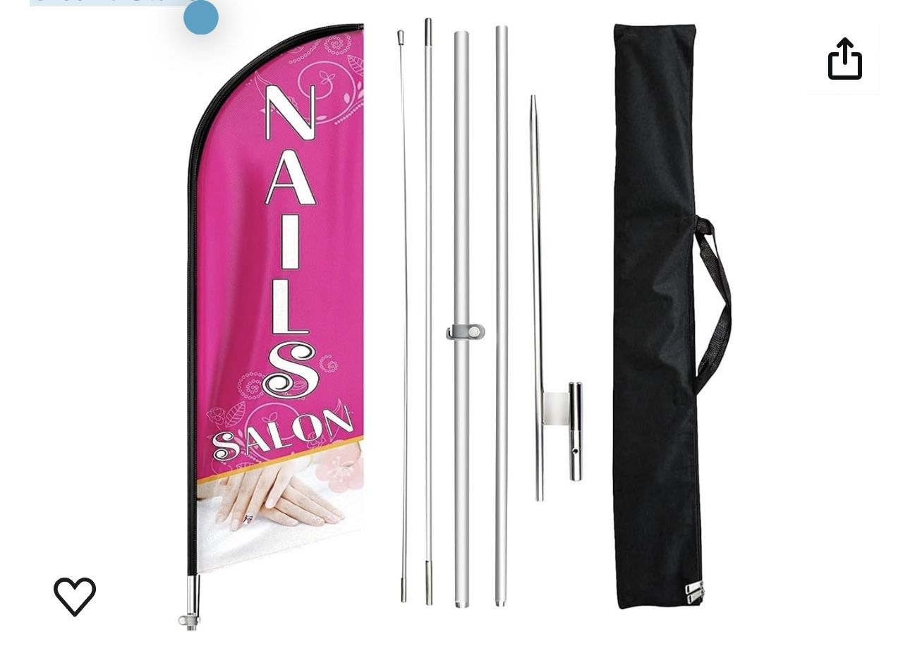 Nails Salon Flag Sign, Pink, 11FT,