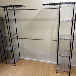 Amazon Basics Expandable Metal Hanging Storage Organizer Rack Wardrobe with Shelves, Black