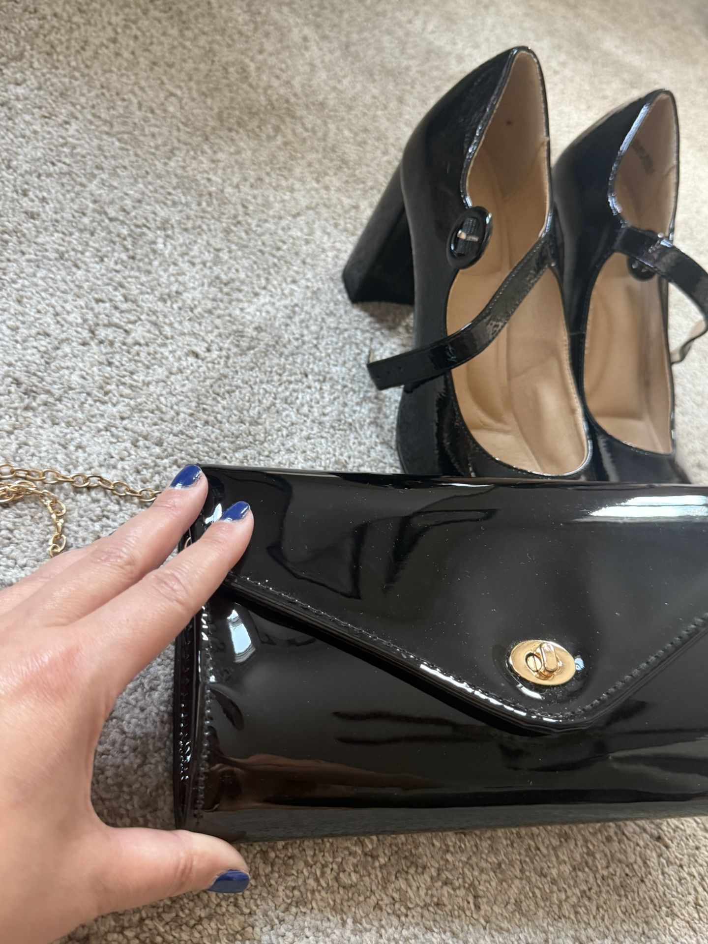 Matching Bag And Shoes Set- Black Vegan Leather, Pretty Stylish