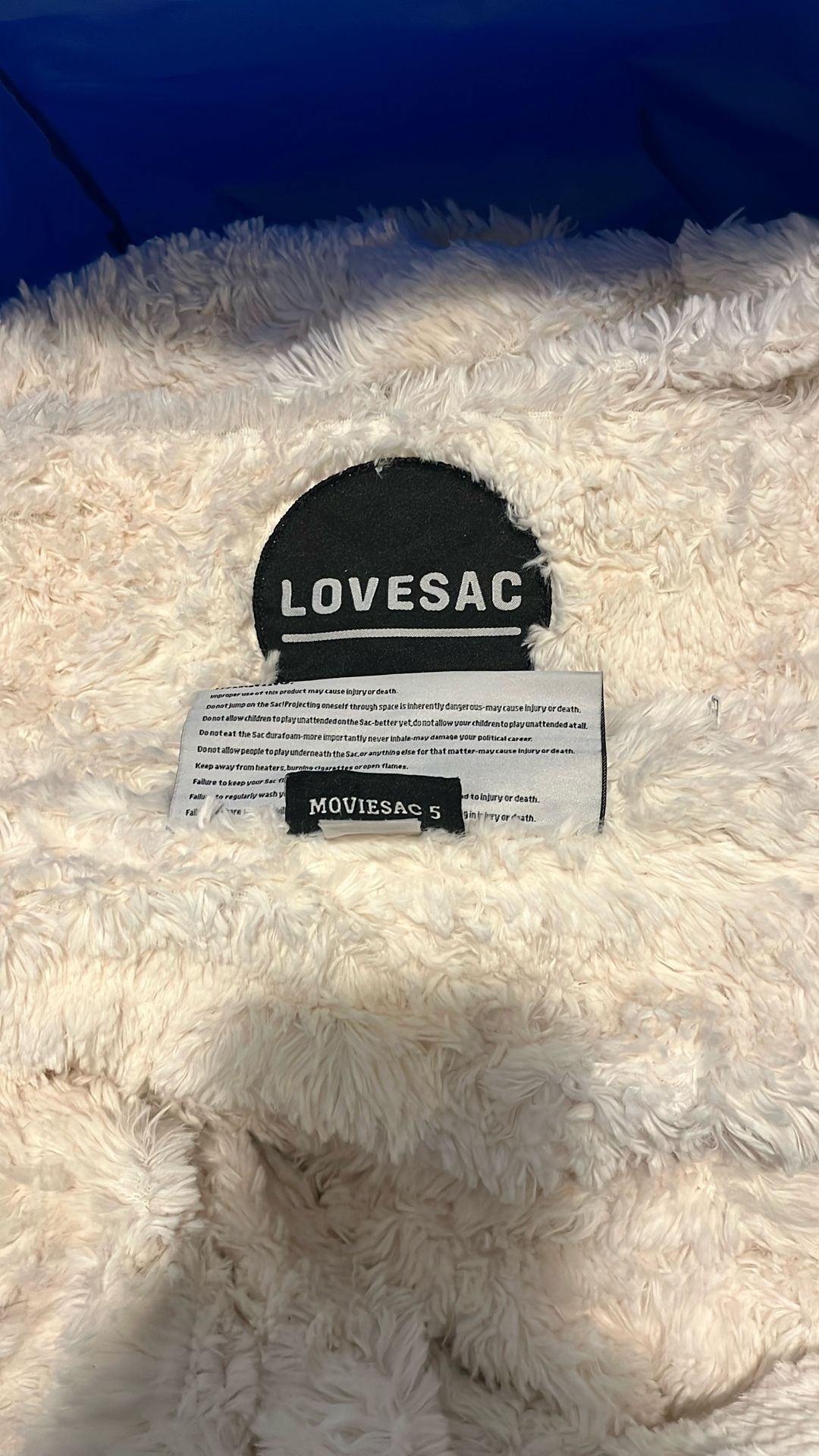 LOVESAC Movie Sac 5. White Snag Cover.