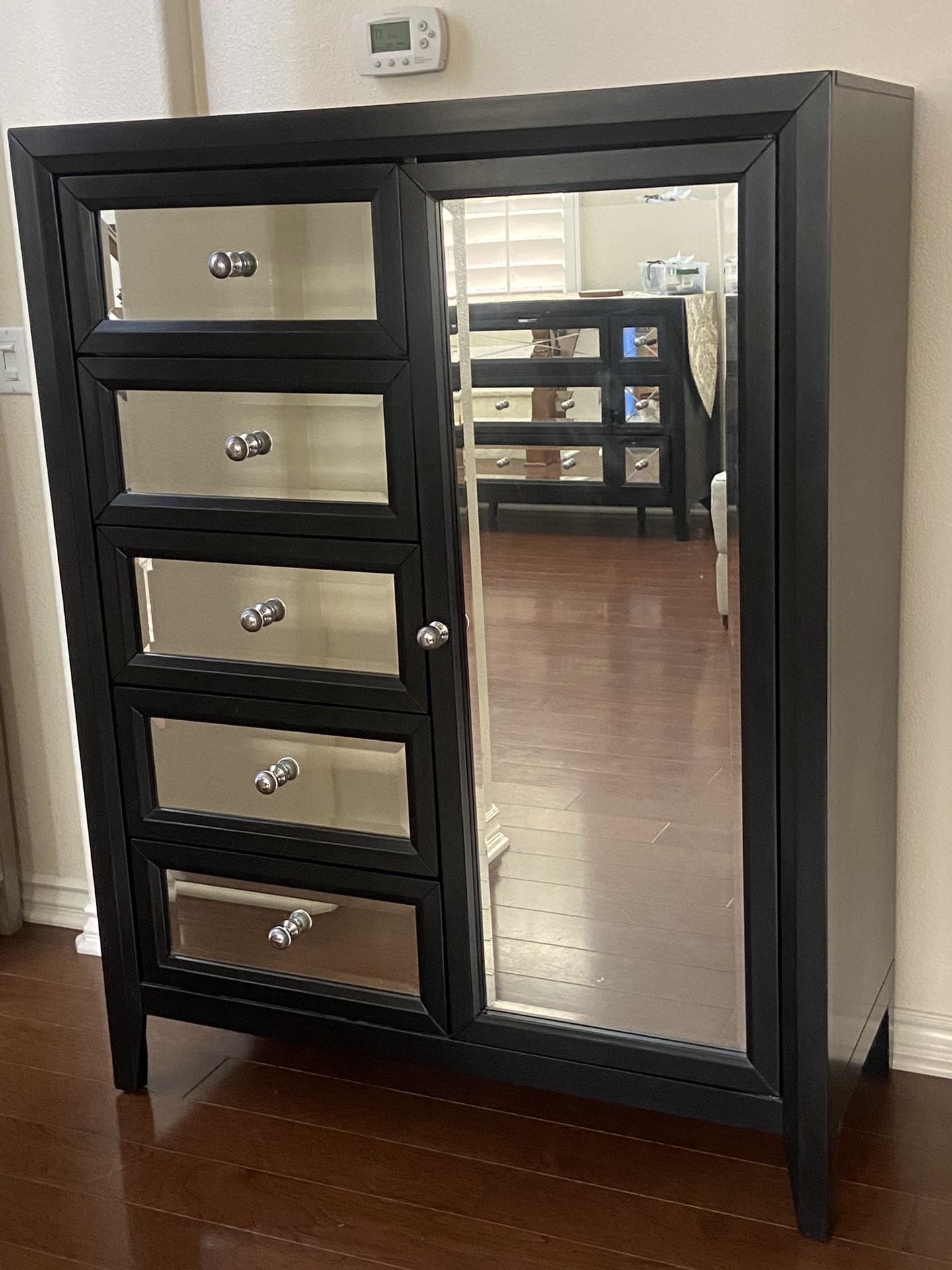 Black Mirrored Dresser Cabinet