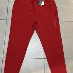 Brand New With Tags Men's Ralph Lauren Polo Double-Knit Red Black Jogger Pants Men’s Size XL