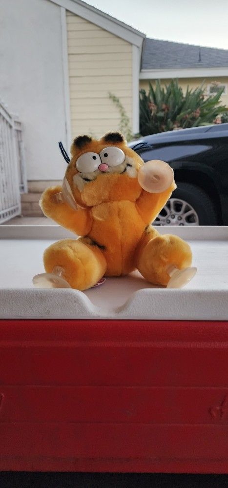 vintage garfield window cling plush doll car auto accessory