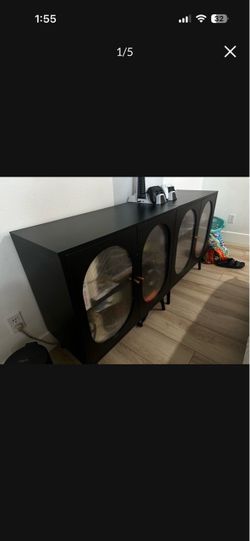 Black Cabinet with Oval Glass Doors