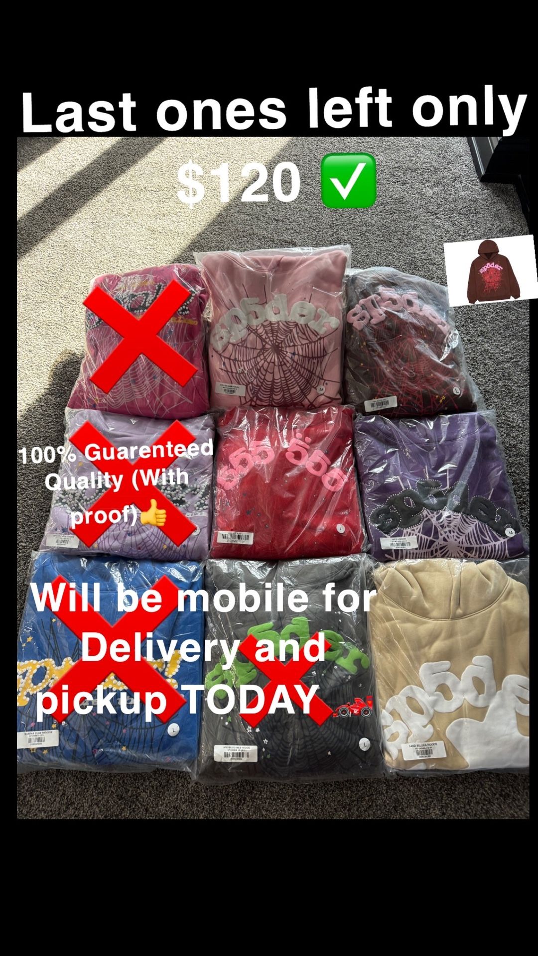 Five Sp5der Hoodies Left In Stock‼️