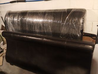 Dark Brown Leather king size bed frame