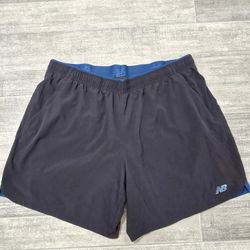 Men's New Balance Black/Blue Lined Dry Technology Shorts Size 2XL W/ Drawstring