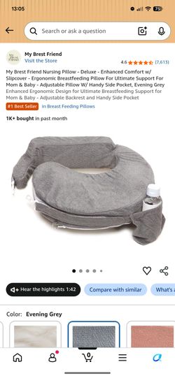 My Brest Friend Nursing Pillow - Deluxe - Enhanced Comfort w/ Slipcover - Ergonomic Breastfeeding Pillow For Ultimate Support For Mom & Baby - Adjusta