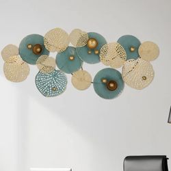 BRAND NEW 
Kreiaoer Large Metal Wall Art Decor, 51"x24" Lotus Leaf Wall Decoration, Modern Luxury Wall Sculpture with Colorful Ruffled, 3D Hanging Scu