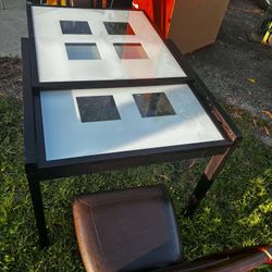 Expandable Dining Table With Frosted Glass Top