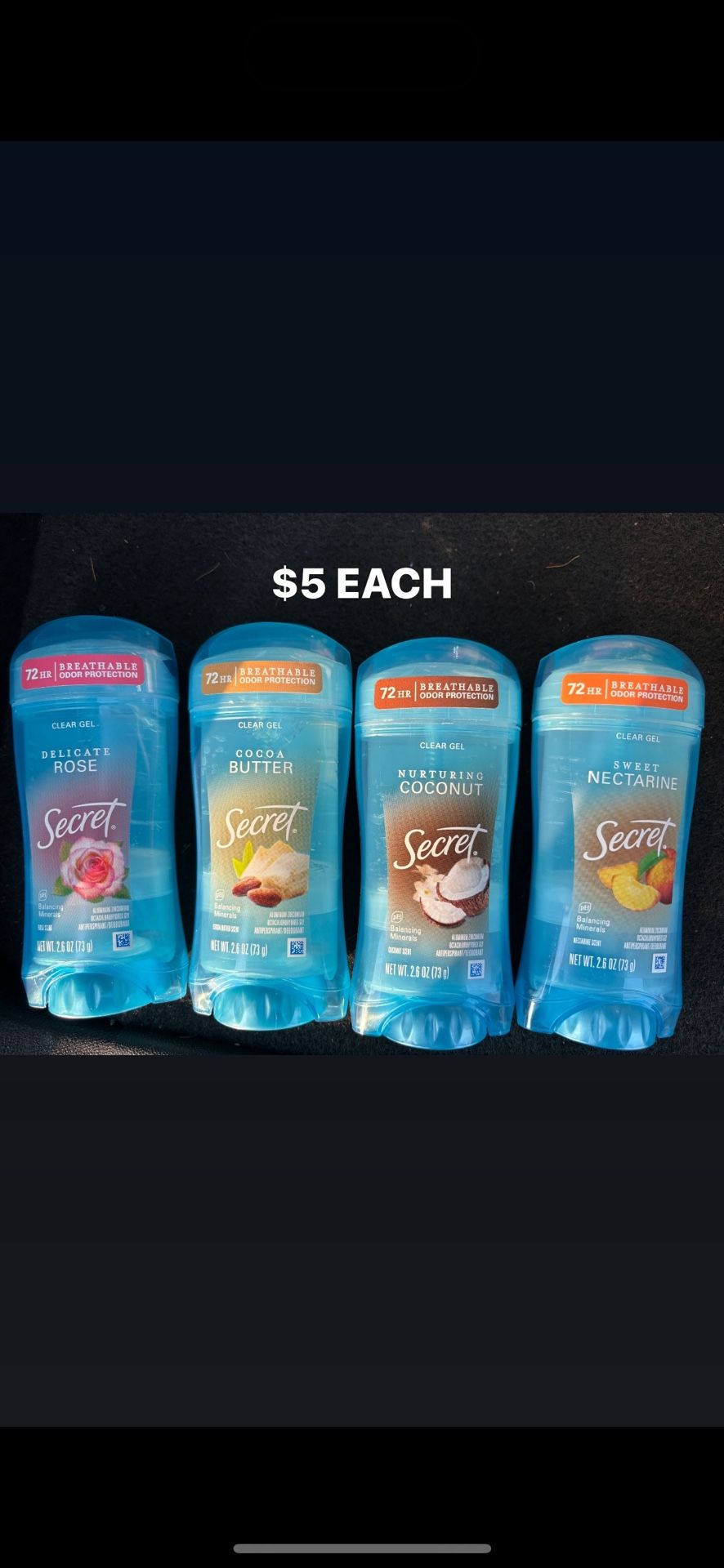 Secret Gel Deodorant $5 Each Cash Only Pickup Only