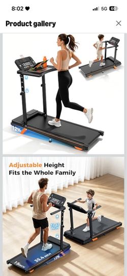 Adjustable Height Walking Pad with Removable Desk, 3.5HP Speeds Up to 8.0 MPH, 12% Manual Incline, Foldable Compact Treadmill with 350 Ibs Weight Capa