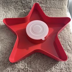 Plastic Red Star Dip And Chip Holder 