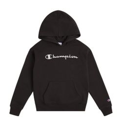 Kids Champion Logo Fleece Hoodie Black Xs 4/5