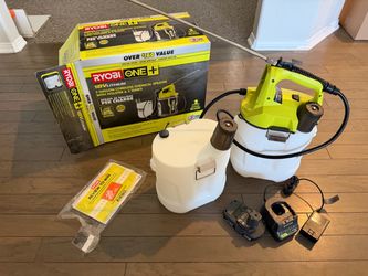 Ryobi + 18V Cordless Battery 2 Gallon Chemical Sprayer and Holster with Extra Tank, 2Ah Battery