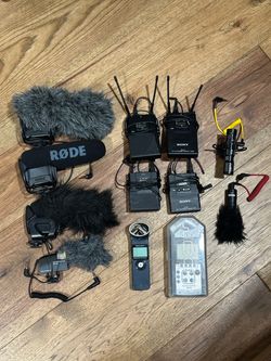 Rode Shotgun Mics, wireless lavaliere, zoom audio recorders