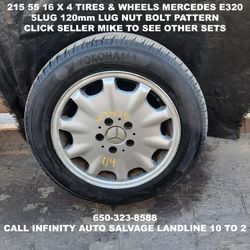 215 55 16 X 4 Tires & Wheels Off Mercedes E320 With 5lug 112mm Lug Nut Bolt Pattern.