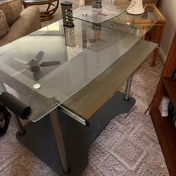 Desk with shelf for printer or TV