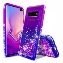 Compatible with Samsung Galaxy S10 Plus/S10+ Case Glitter Liquid Quicksand Floating Shiny Sparkle Flowing Bling Diamond Clear Cover for Girls Women Pu