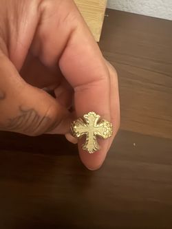 10k Cross Nugget Ring