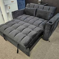 Black loveseat sleeper with pull out sofa bed