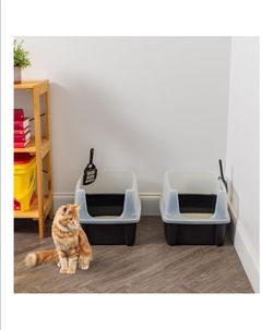 A pair of  XX-Large High Sided Cat Litter Box