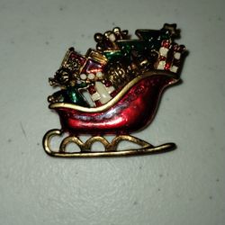 VINTAGE CHRISTMAS SLEIGH BROOCH
