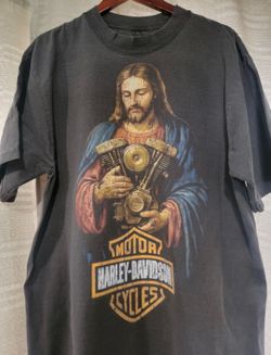 HARLEY DAVIDSON GOD BLESS YOU ON A SHAKA HEAVYWEIGHT GARMET SHIRT "MODERN"