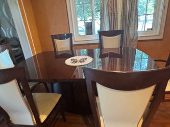 Italian handmade leather chair& wood dining table