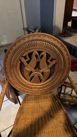 INTRICATE CARVED WOOD WALL PLAQUE