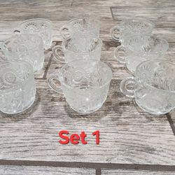Set of 9 Glass Punch cups / Glasses - 3 sets available